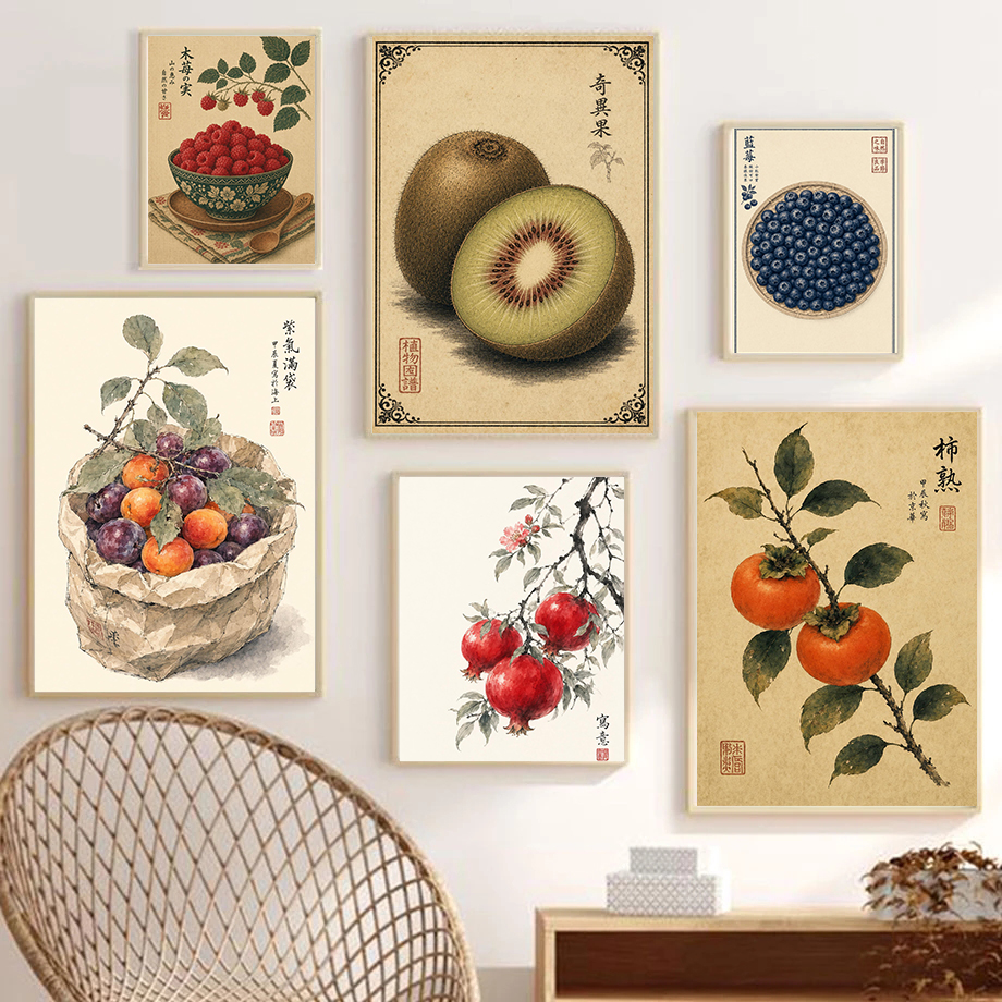 Japanese Fruit Posters Vintage - Japanese Minimalist Lifestyle avaliação e preço