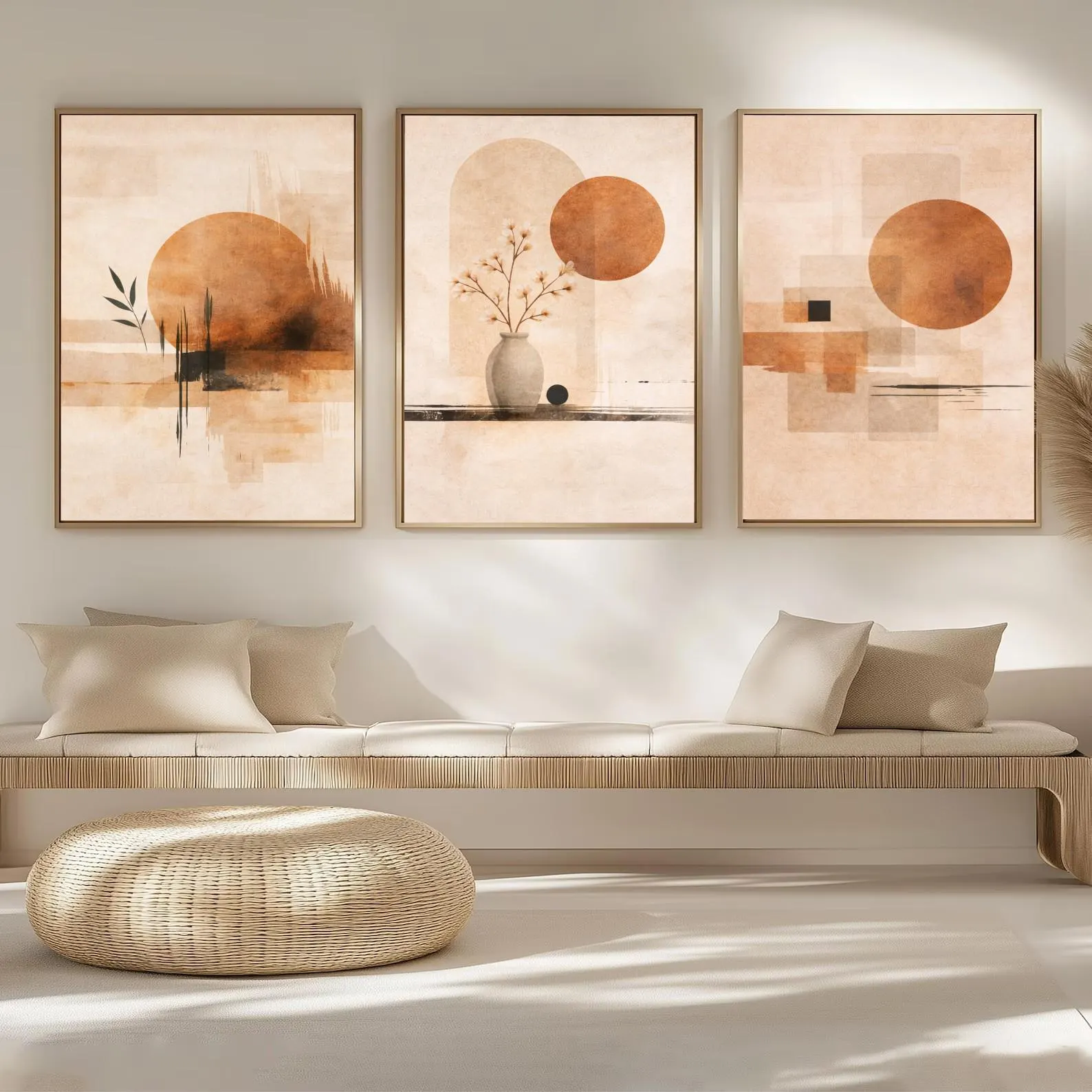 3PCS  Neutral Abstract Sun Pos - Japanese Minimalist Lifestyle avaliação e preço