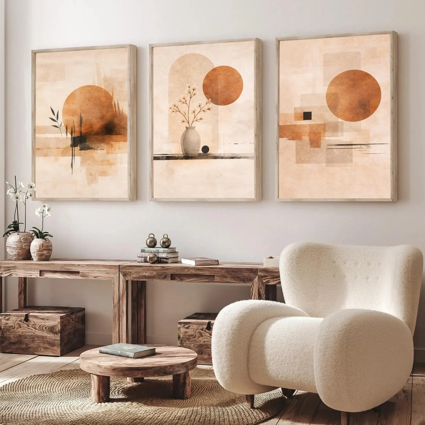 3PCS  Neutral Abstract Sun Pos - Japanese Minimalist Lifestyle avaliação e preço
