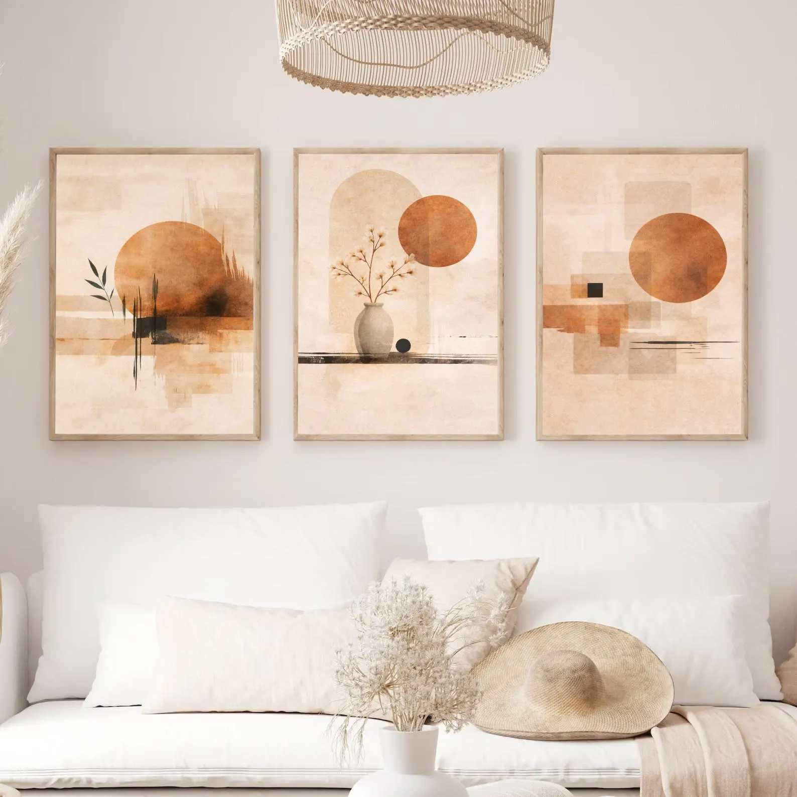 3PCS  Neutral Abstract Sun Pos - Japanese Minimalist Lifestyle avaliação e preço