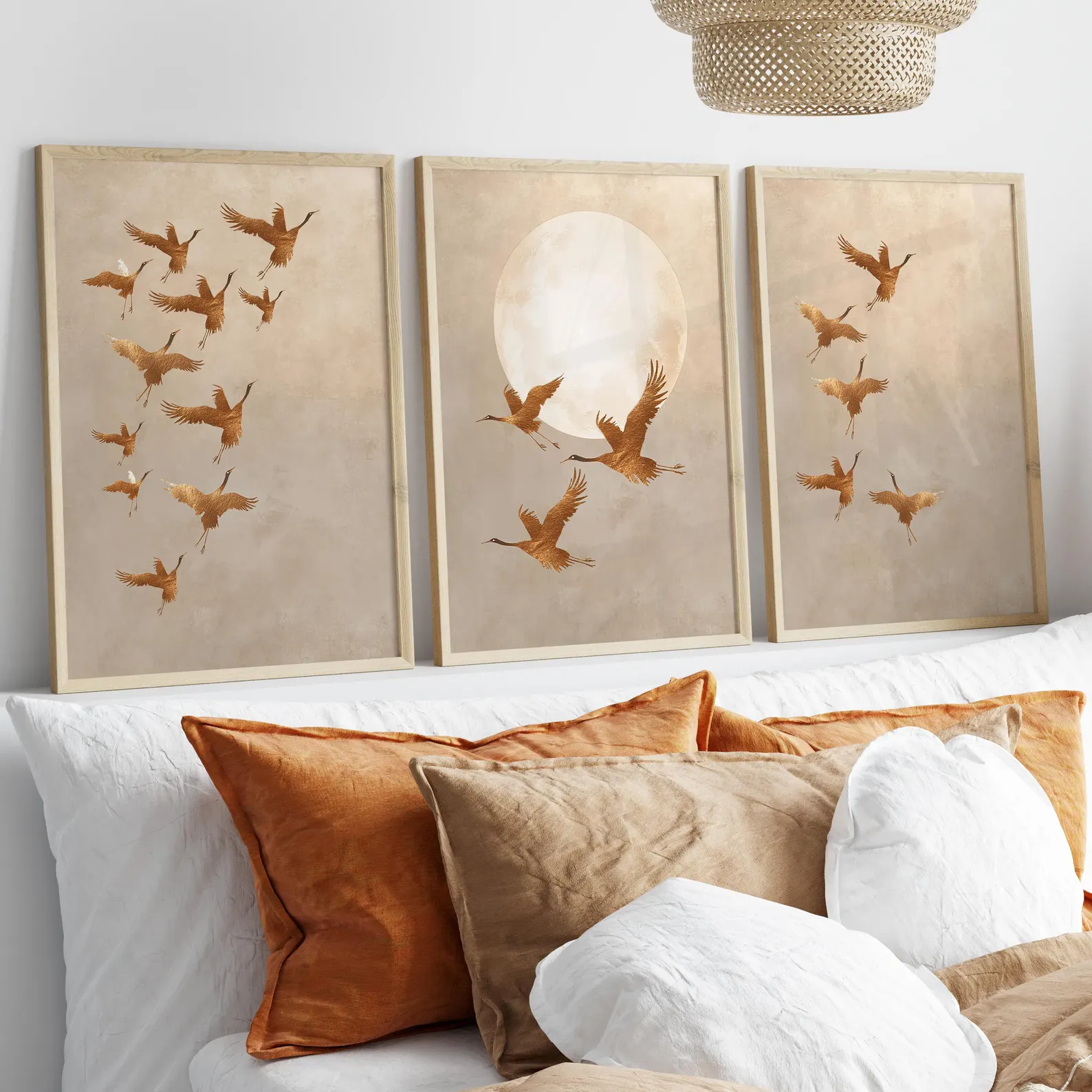 3PCS Golden Cranes Japanese Po - Japanese Minimalist Lifestyle avaliação e preço